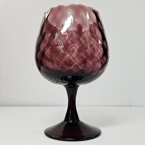 Vtg Empoli Brandy Snifter Amethyst Purple Diamond OPTIC Italy Art Glass Vase